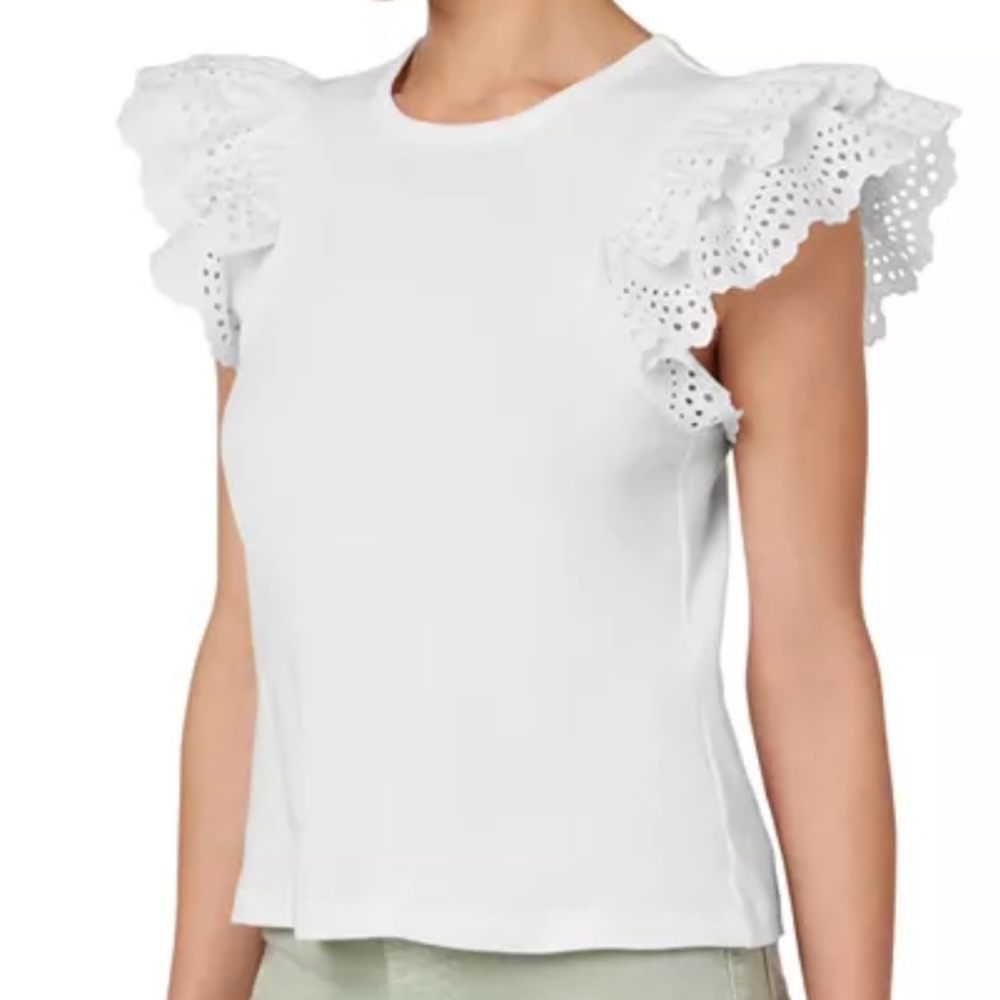 Joe's Jeans The Alexis Broderie White Ruffle Eyelet Blouse NWT